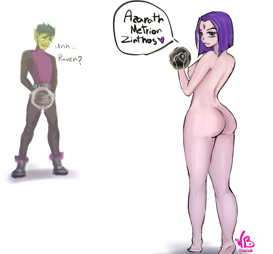 Raven doing a spell on Beast Boy [WaifusBasement]