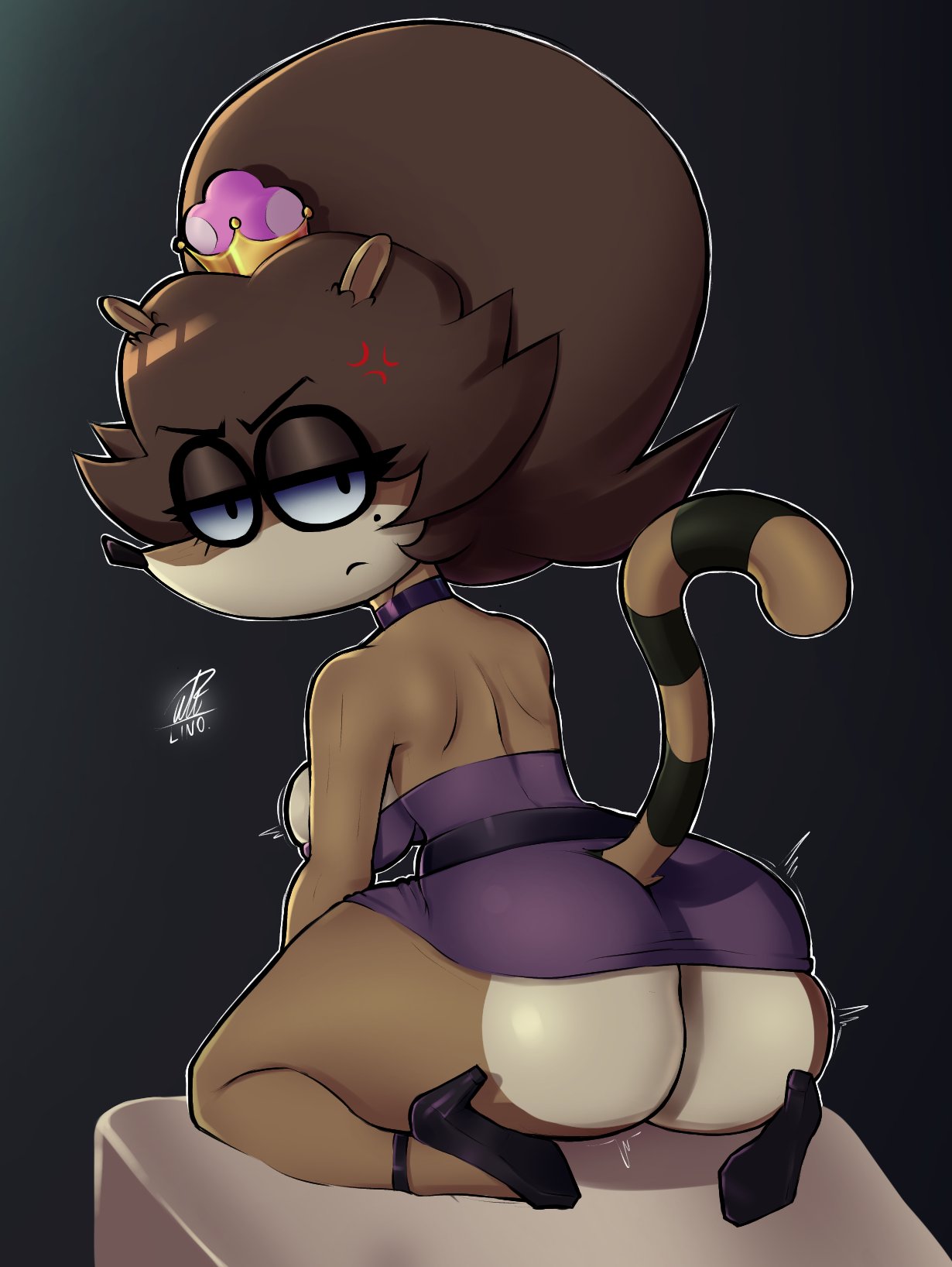 Cartoon Porn – 1girl angry face anthro artist signature ass big ass brown fur brown hair