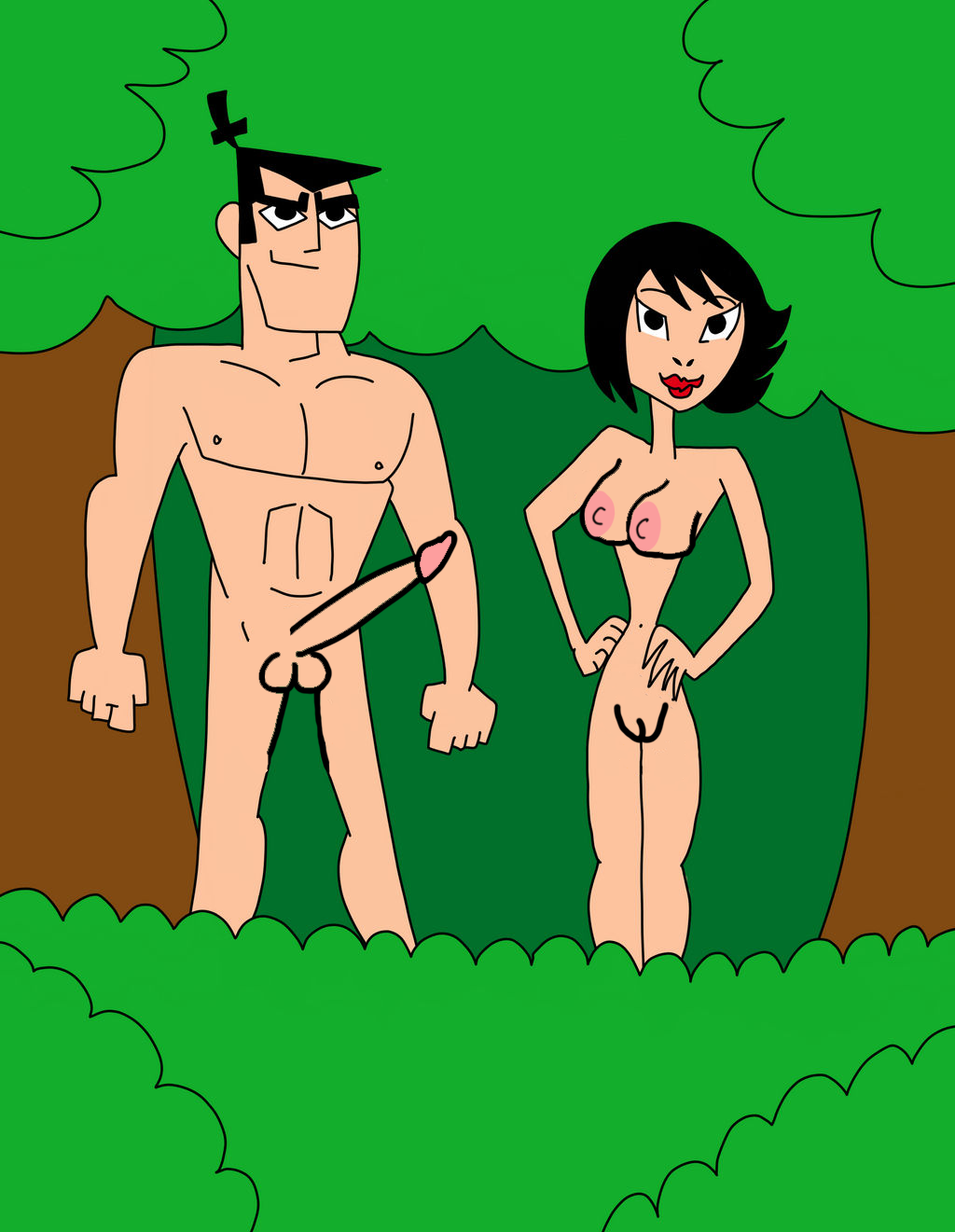 Cartoon Porn – 1boy 1girl adult swim ashi (samurai jack) black eyes black hair breasts