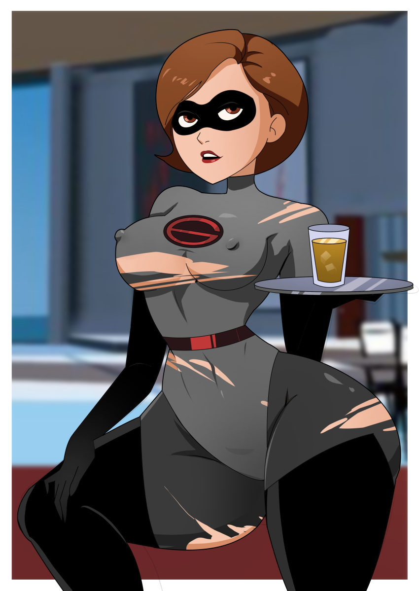 1girl 1girl 1girl big_breasts breasts brown_eyes brown_hair cartoon_milf elastigirl female_focus female_only ghostlessm helen_parr high_res mature mature_female milf patreon patreon_paid patreon_reward pixar short_hair solo_female solo_focus superheroine tagme the_incredibles