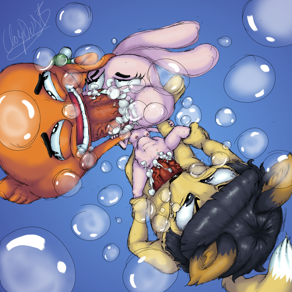 Cartoon Porn – 1girl 2boys air bubbles anais watterson anthro aquaphilia asphyxiation