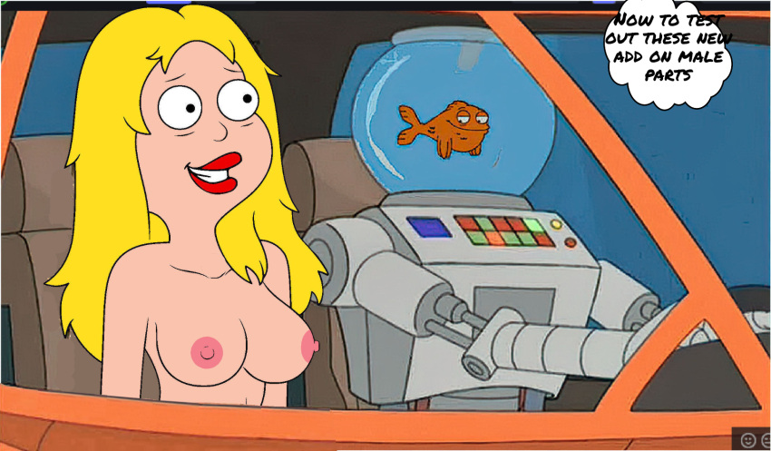 1boy 1girl american_dad car cartoon_milf francine_smith klaus_heissler mature_female milf nipples nude robot underwater water western_cartoon