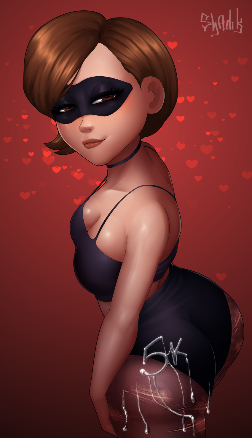 1girl 1girl 1girl ass big_ass brown_hair cartoon_milf clothed clothed_female female_focus female_only helen_parr high_res mature mature_female milf pixar shadikbitardik short_hair solo_female solo_focus superheroine tagme the_incredibles