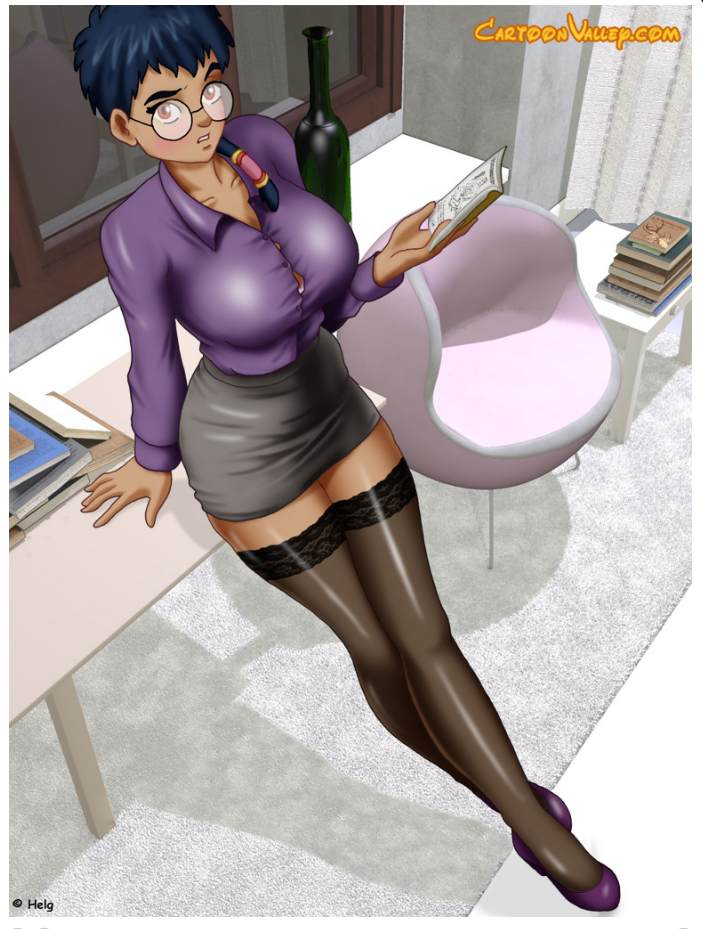 Cartoon Porn – 1girl cartoonvalley.com clothed glasses helg (artist) indoors lace-top