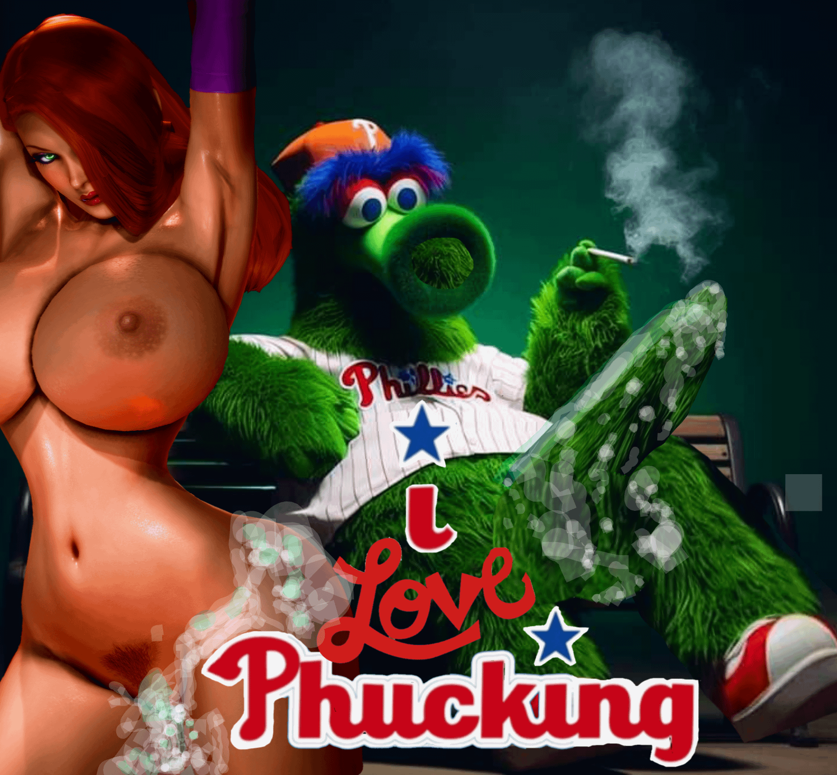 Jessica Rabbit with Phillie Phanatic