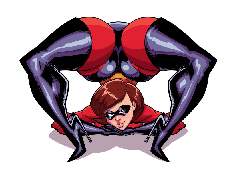 1girl 1girl 1girl absurd_res ass brown_eyes brown_hair cartoon_milf cosplay elastigirl female_focus female_only flexible fontez helen_parr high_res high_res high_resolution looking_at_viewer mask mature mature_female milf milf short_hair simple_background solo_female solo_focus superheroine tagme the_incredibles thick_thighs thigh_high_boots thighs white_background