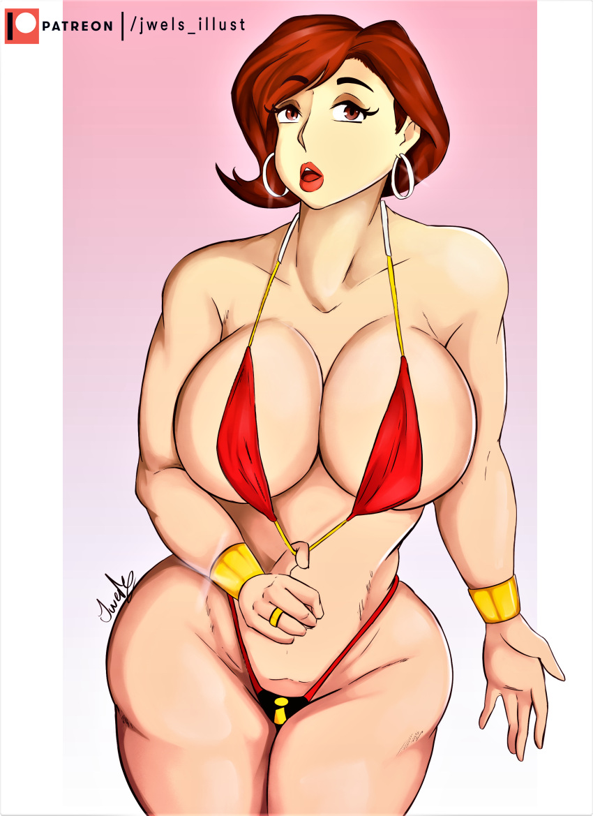 cartoon_milf cleavage elastigirl helen_parr huge_breasts jwels micro_bikini the_incredibles thick_thighs thighs