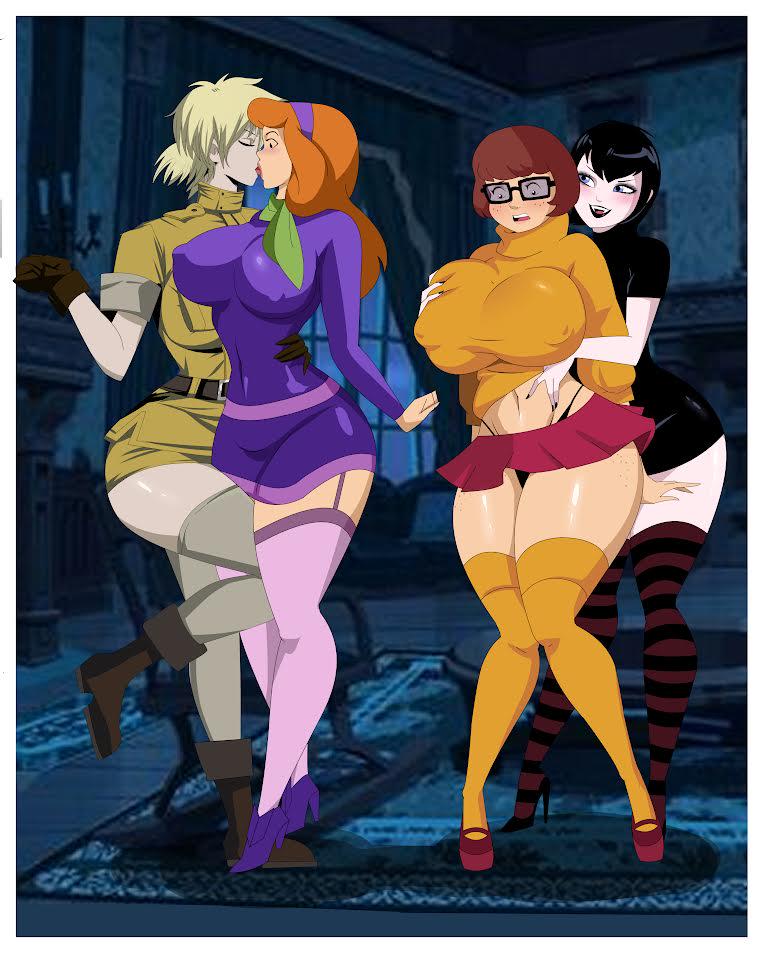 Daphne and Velma meet Seras and Mavis (commissioned by me! Art by GhostlessM)