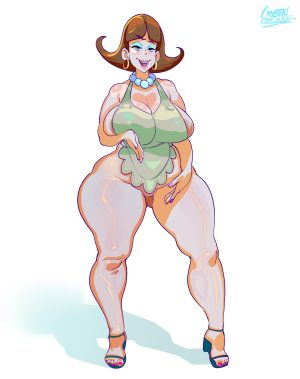 Cartoon Porn – 1girl absurd res apron cartoon milf crystalcheese curvaceous curvy earrings