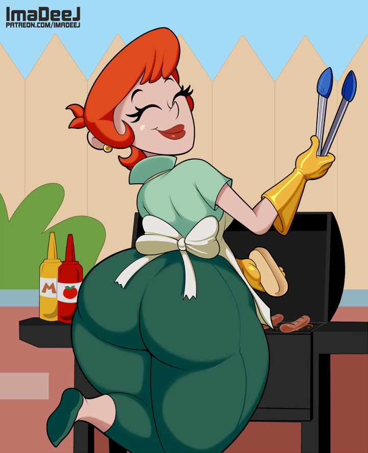 Cartoon Porn – 1girl 1girl apron ass barbeque bbq big breasts bottom heavy bubble butt