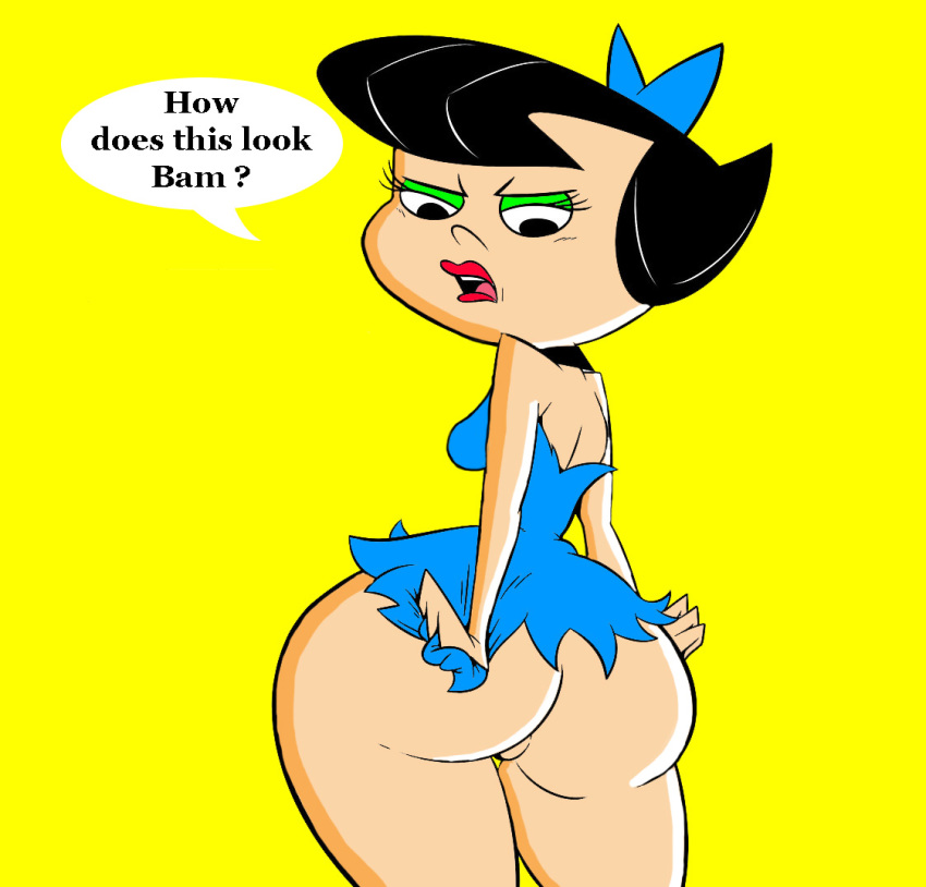 betty_rubble big_ass blue_dress cartoon_milf edit looking_back rear_view the_flintstones ultra-ryo wasp_waist