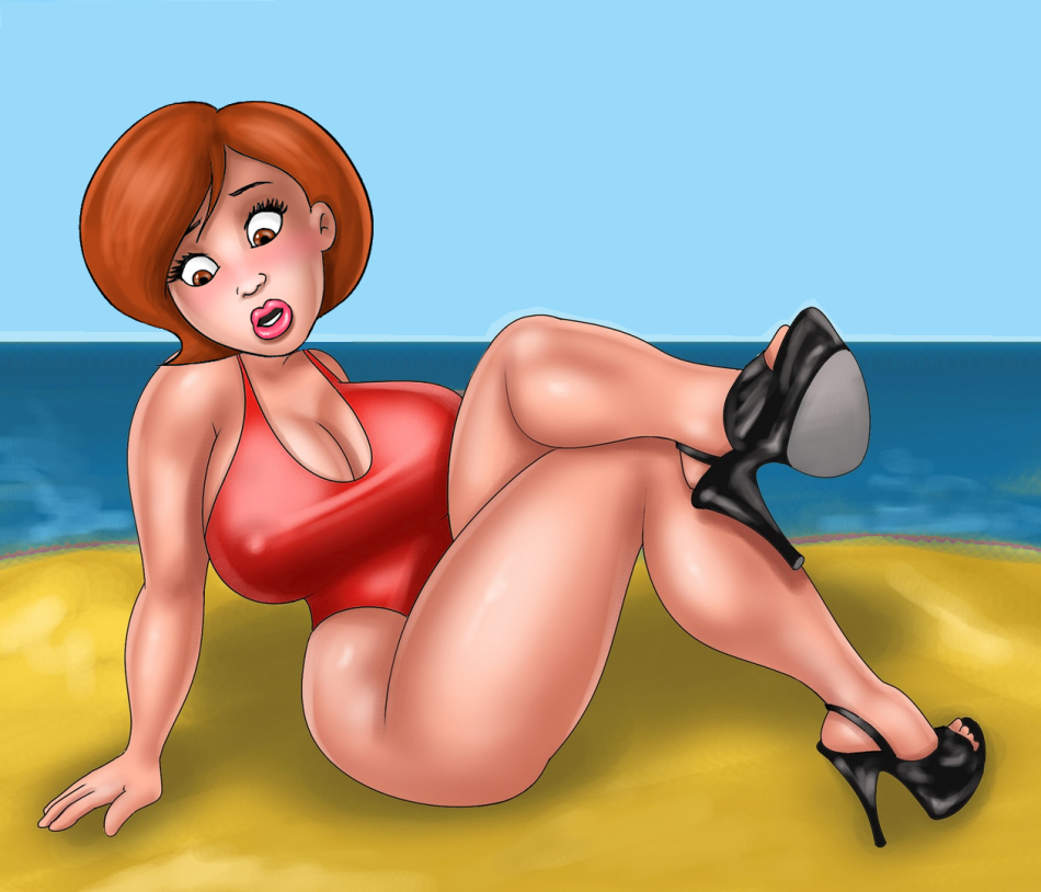 Cartoon Porn – beach brown hair cartoon milf cleavage disney elastigirl helen parr high