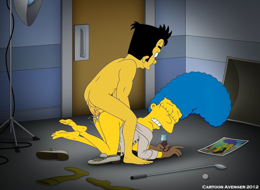 blackmail cartoon_avenger cartoon_milf marge_simpson r**e shoes_removed size_difference the_simpsons vaginal yellow_skin