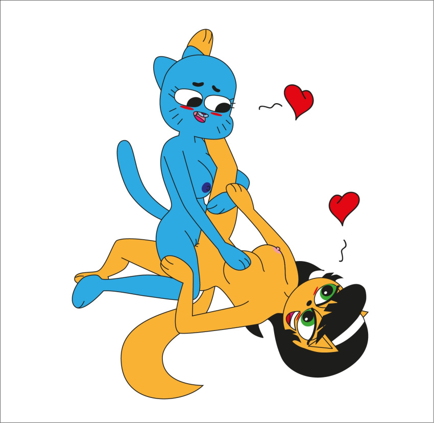 cartoon_milf cartoon_network crossover furry heart kitty_katswell nickelodeon nicole_watterson scissoring t.u.f.f._puppy the_amazing_world_of_gumball tribadism yuri