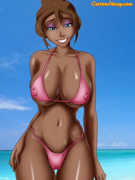 Cartoon Porn – 1girl alternate skin color blackwashed blue eyes breasts brown hair