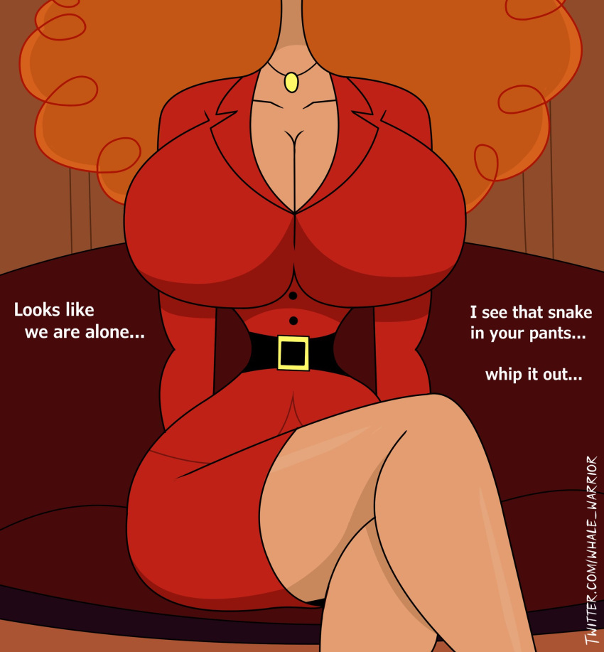 1girl 1girl big_breasts breasts cartoon_network curly_hair female_focus high_res hourglass_figure huge_breasts long_hair mature mature_female orange_hair powerpuff_girls puffy_hair sara_bellum solo_female tagme talking_to_viewer whalewarrior123z