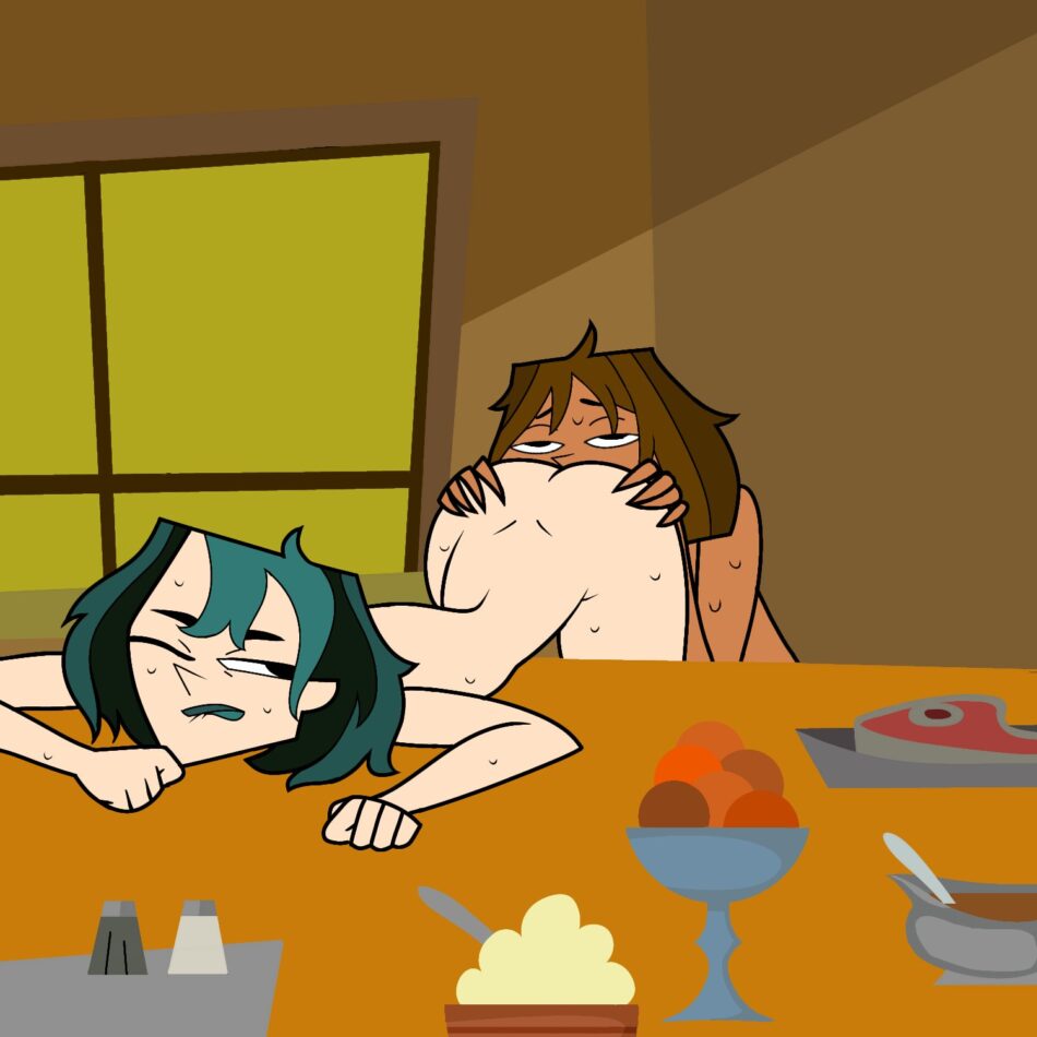 Cartoon Porn – 2 girls anilingus ass bent over bent over table biting lip black hair brown