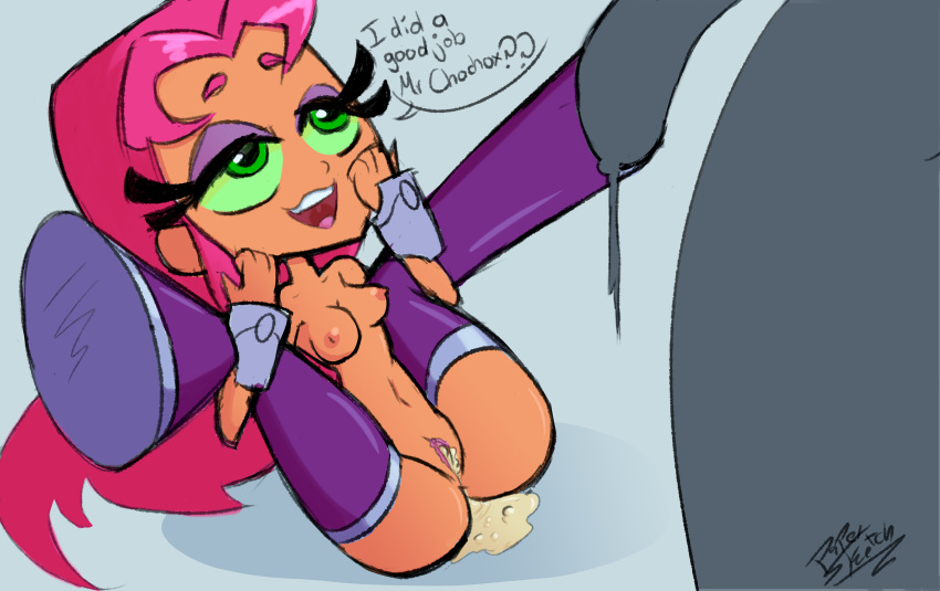 1boy 1girl after_sex breasts cartoon_network cum cum_in_pussy cum_inside dc_comics koriand'r luna_hombre navel nipples nude pussy starfire tagme teen_titans teen_titans_go vaginal_penetration vaginal_sex