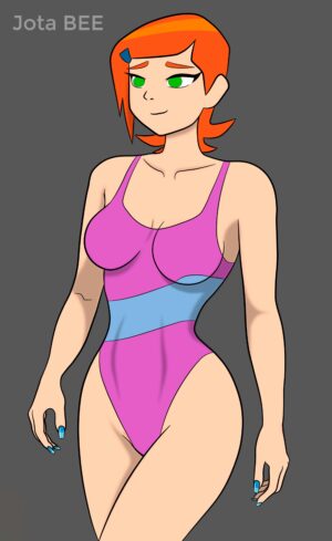 Cartoon Porn – ben 10 cartoon network green eyes gwen tennyson jotabee one-piece swimsuit