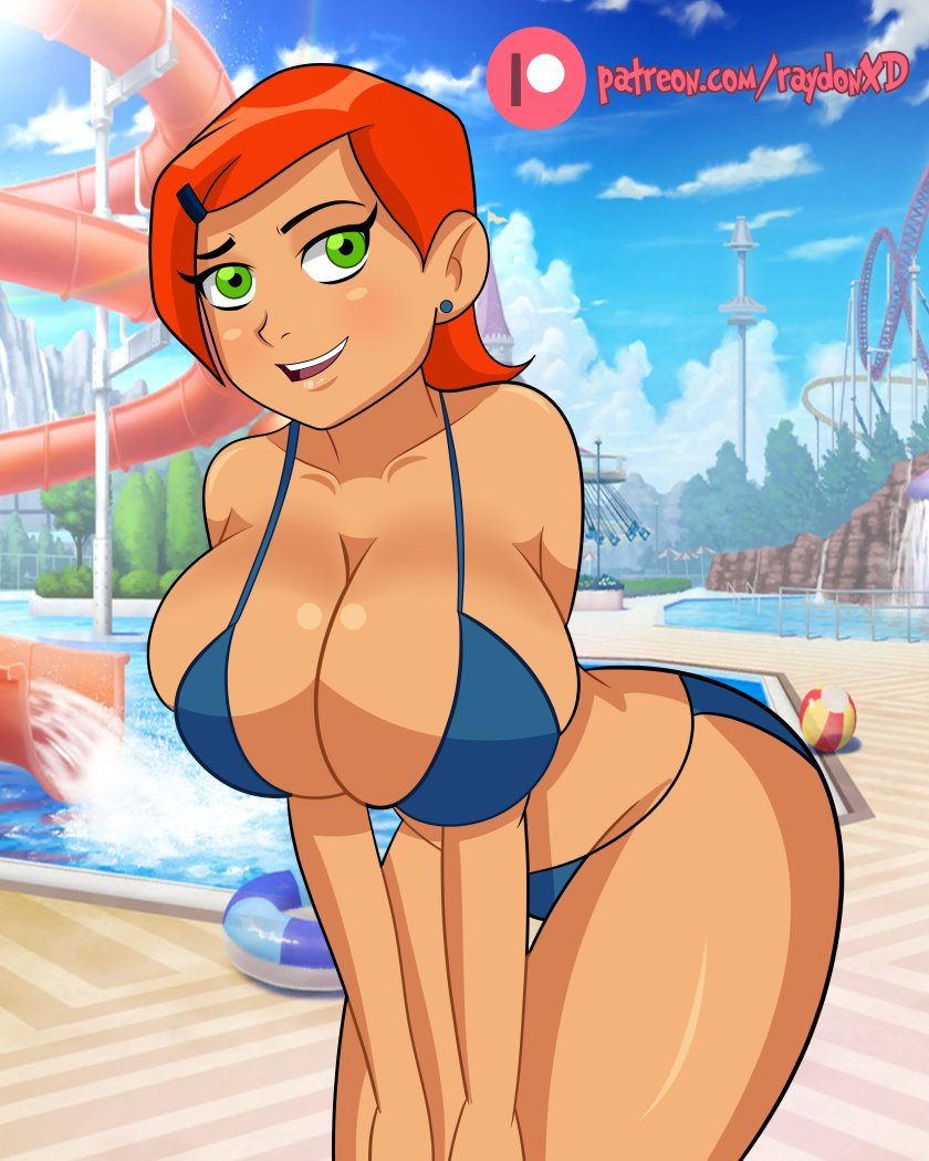 Cartoon Porn – 1girl bare shoulders ben 10 big breasts big breasts bikini blue bikini blue