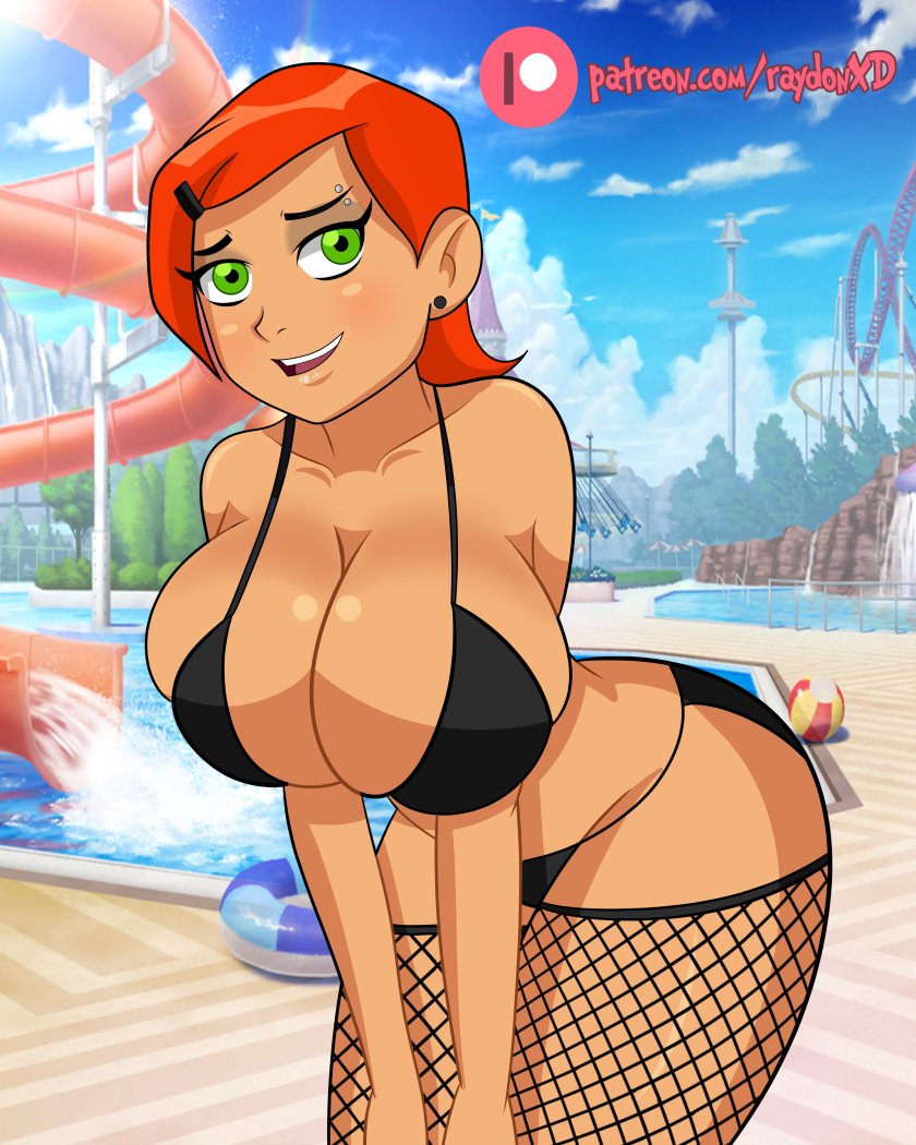 Cartoon Porn – 1girl bare shoulders ben 10 big breasts big breasts bikini black bikini