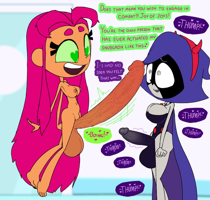 2023 2futas alien alien_futa balls big_balls big_breasts big_penis breasts cartoon_network casual chibi cloak clothed clothing comic dc demon_horns dialogue duo english_text erection foreskin fully_retracted_foreskin futa_only futanari grey_skin heart-shaped_pupils huge_balls huge_cock human humanoid humanoid_penis intersex large_penis mostly_clothed nude older older_female oogabutt outerwear pale_skin penis penis_size_difference purple_hair raven_(dc) retracted_foreskin standing starfire tamaranean teen_titans teen_titans_go testicle text unaware uncircumcised uncut warner_brothers young_adult young_adult_female young_adult_woman