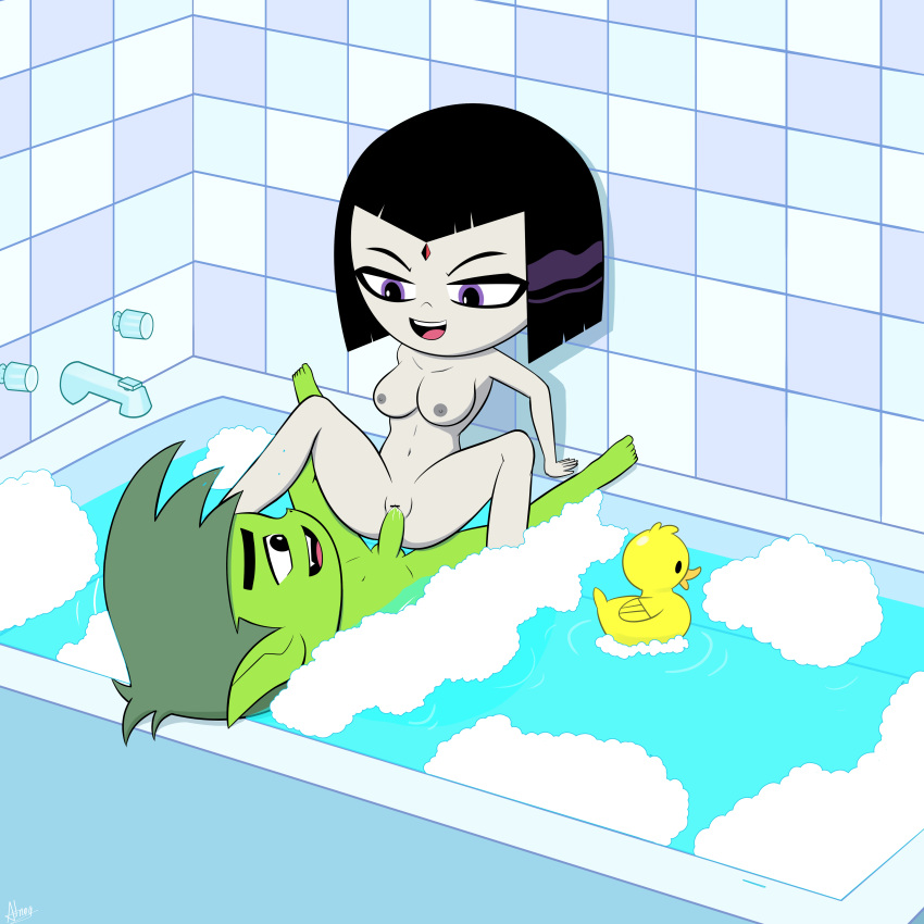 1boy 1girl atnog balls barefoot bath bathroom bathroom_sex bathtub beast_boy big_penis black_hair breasts canon_couple cartoon_network censored censored_pussy completely_nude completely_nude_female completely_nude_male cum cum_in_pussy cum_inside dc demon demon_girl feet female female_on_top female_penetrated foam forehead_gem forehead_jewel garfield_logan green_body green_hair green_penis green_skin grey_body grey_skin half_demon looking_at_another looking_pleasured male male/female male_penetrating male_penetrating_female metahuman navel nipples nude nude_female nude_male older older_female pale-skinned_female pale_skin penetration penis pointy_ears purple_eyes pussy rachel_roth raven_(dc) rubber_duck sharp_teeth short_hair smile smiling_at_another soles spiky_hair spread_legs spreading straight superhero superheroine teen_titans teen_titans_go toes water young_adult young_adult_female young_adult_woman