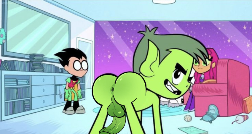 1girl 3boys beast_boy cartoon_network cyborg dc dick_grayson edit female garfield_logan green_eyes green_hair green_skin human joetoonsfw koriand'r male nude nude_filter older older_female pale_skin presenting robin screencap screenshot screenshot_edit starfire teen_titans teen_titans_go victor_stone yaoi young_adult young_adult_female young_adult_woman