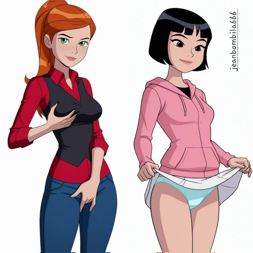 1girl ai_generated ben_10 ben_10_alien_force ben_10_ultimate_alien breasts cartoon_network gwen_tennyson gwen_tennyson_(alien_force) gwen_tennyson_(ultimate_alien) jeanbombila666 julie_yamamoto older older_female panties young_adult young_adult_female young_adult_woman