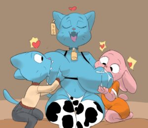 Cartoon Porn – 1boy 2girls anais watterson breast sucking cartoon network color colored