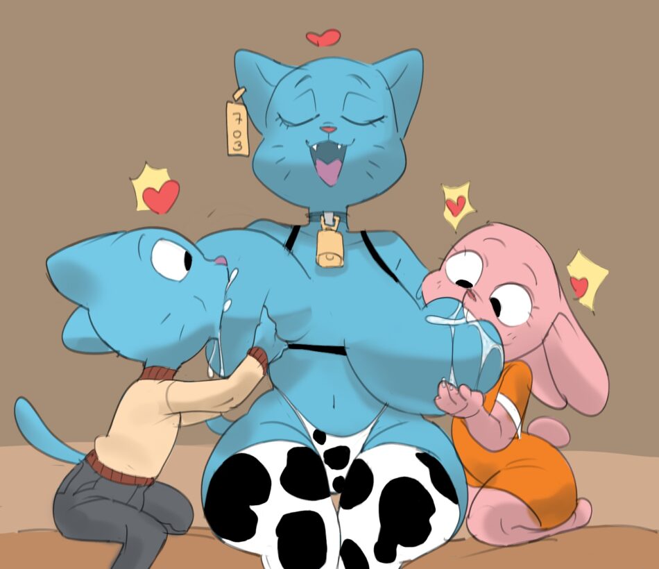 Cartoon Porn – 1boy 2girls anais watterson breast sucking cartoon network color colored